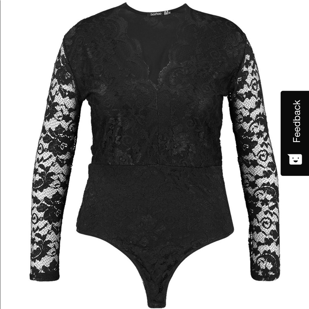 Long Sleeve Lace Bodysuit - Boohoo - *NEW*